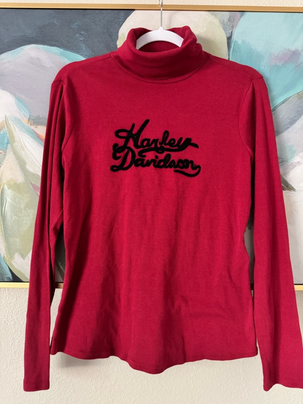 Harley-Davidson Red Turtleneck Logo Sweater Size M